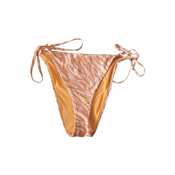 Aerie Swim-Cheekiest Bikini Bottom Tie Sides Zebra Stripe Yellow Orange size XL - Picture 1 of 4